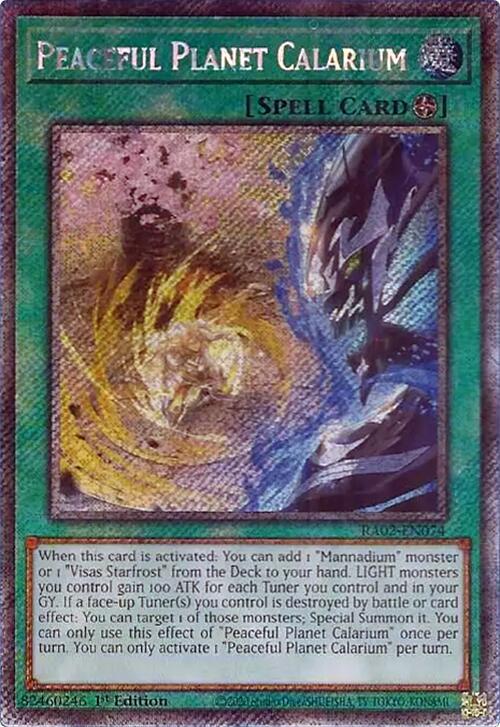 Peaceful Planet Calarium (Platinum Secret Rare) RA02-EN074 card from 25th Anniversary Rarity Collection II