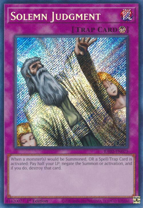 Solemn Judgment (Secret Rare) RA02-EN075 card from 25th Anniversary Rarity Collection II