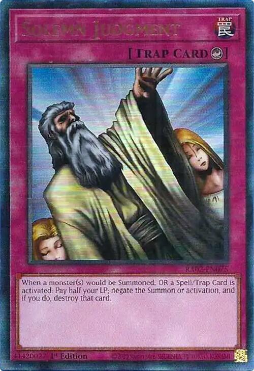 Solemn Judgment (PUR) RA02-EN075 card from 25th Anniversary Rarity Collection II