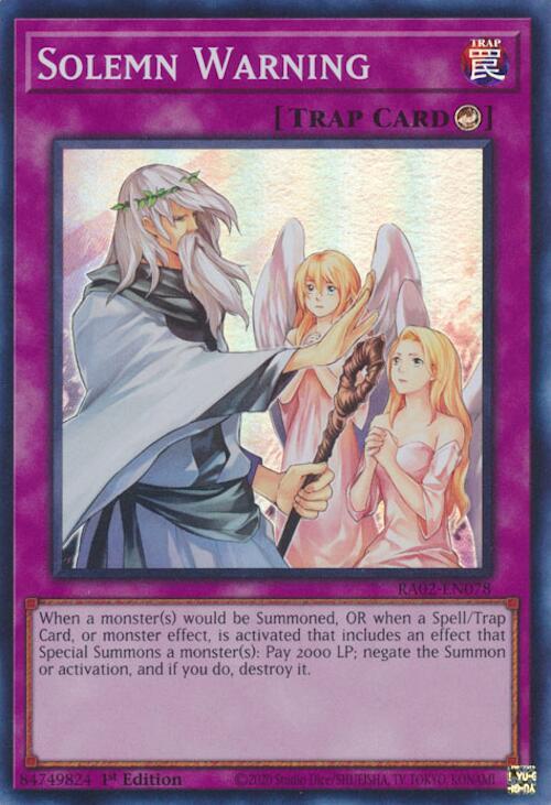 Solemn Warning RA02-EN078 card from 25th Anniversary Rarity Collection II