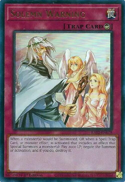 Solemn Warning (UR) RA02-EN078 card from 25th Anniversary Rarity Collection II