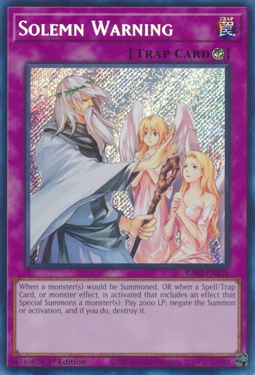 Solemn Warning (Secret Rare) RA02-EN078 card from 25th Anniversary Rarity Collection II