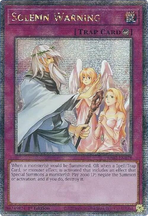 Solemn Warning (Quarter Century Secret Rare) RA02-EN078 card from 25th Anniversary Rarity Collection II