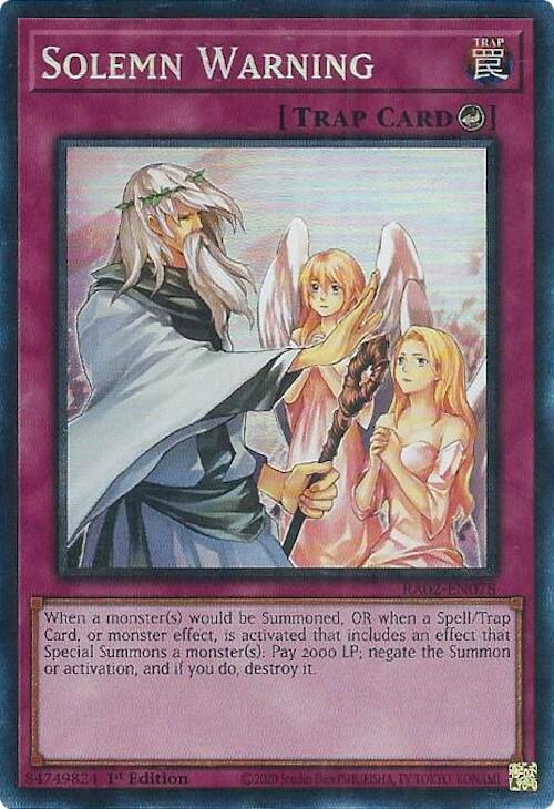 Solemn Warning (PCR) RA02-EN078 card from 25th Anniversary Rarity Collection II
