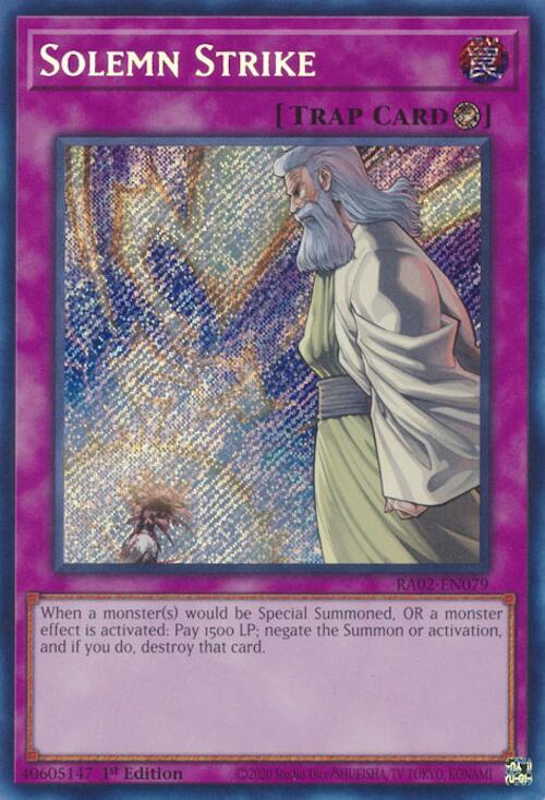 Solemn Strike (Secret Rare) RA02-EN079 card from 25th Anniversary Rarity Collection II