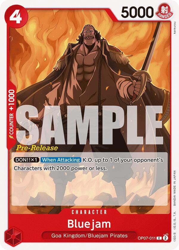Bluejam OP07-011 card from 500 Years in the Future Pre-Release Cards