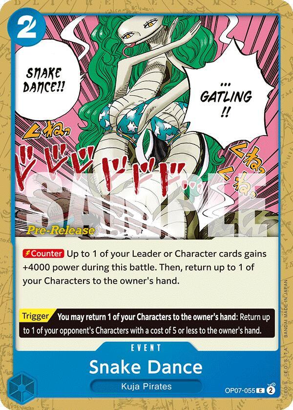 Snake Dance OP07-055 card from 500 Years in the Future Pre-Release Cards