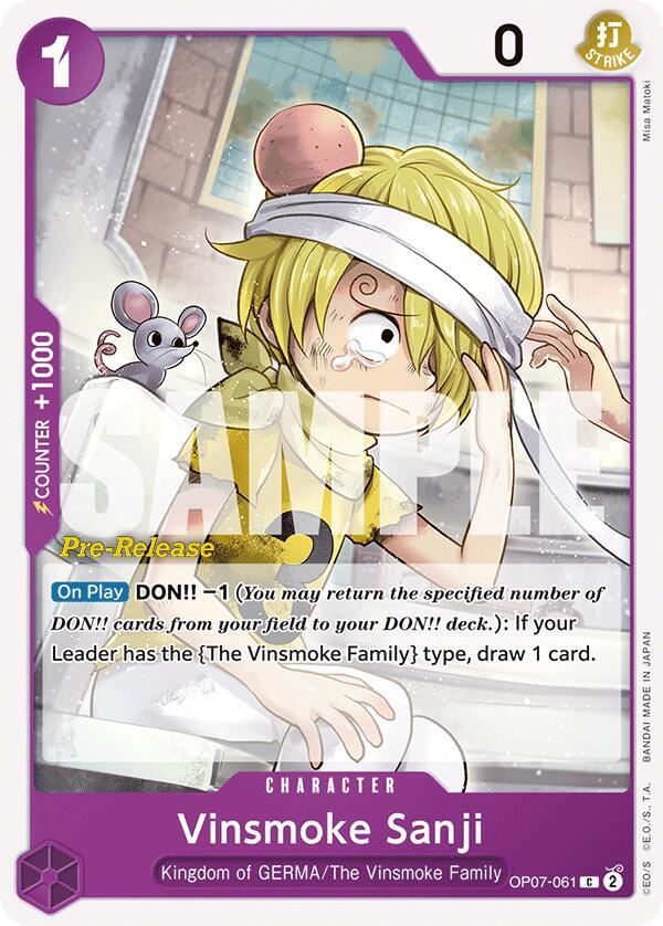 Vinsmoke Sanji OP07-061 card from 500 Years in the Future Pre-Release Cards