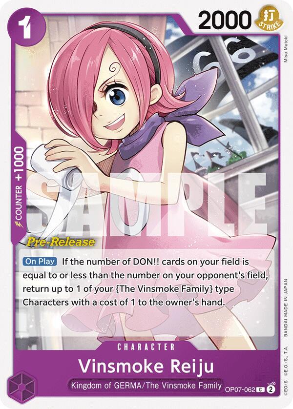 Vinsmoke Reiju OP07-062 card from 500 Years in the Future Pre-Release Cards