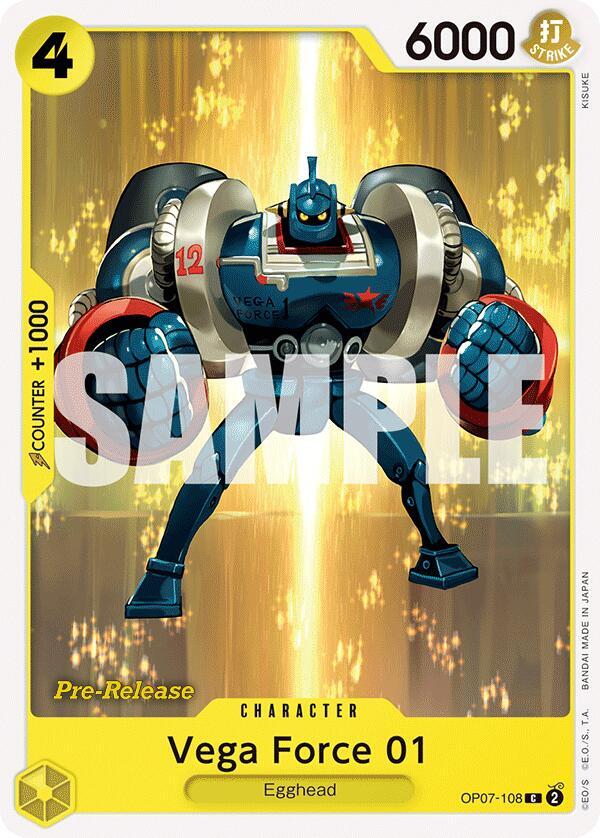 Vega Force 01 OP07-108 card from 500 Years in the Future Pre-Release Cards