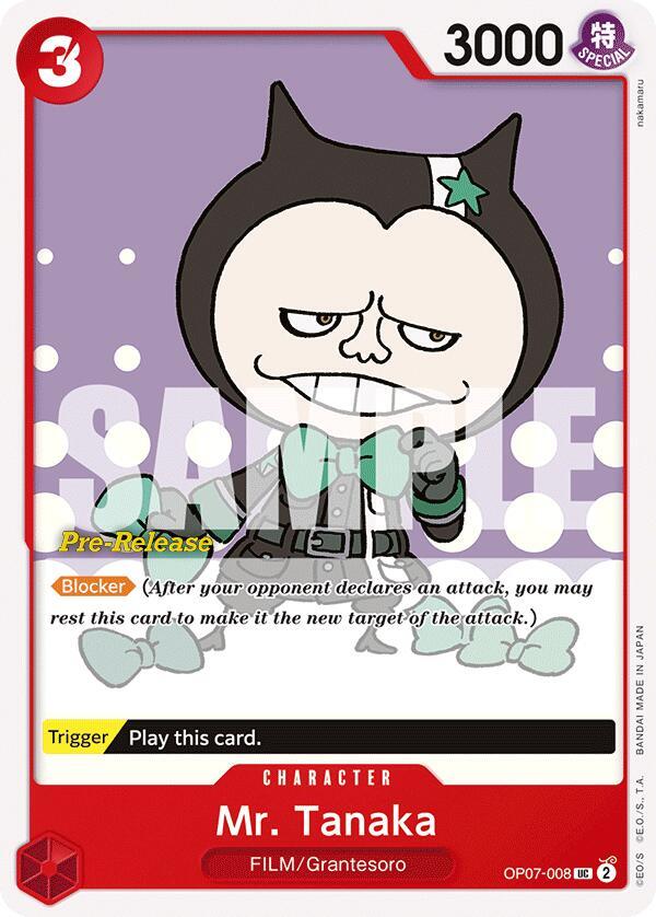 Mr. Tanaka OP07-008 card from 500 Years in the Future Pre-Release Cards