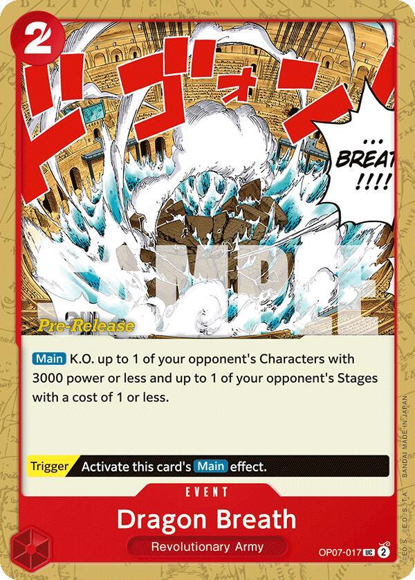 Dragon Breath OP07-017 card from 500 Years in the Future Pre-Release Cards