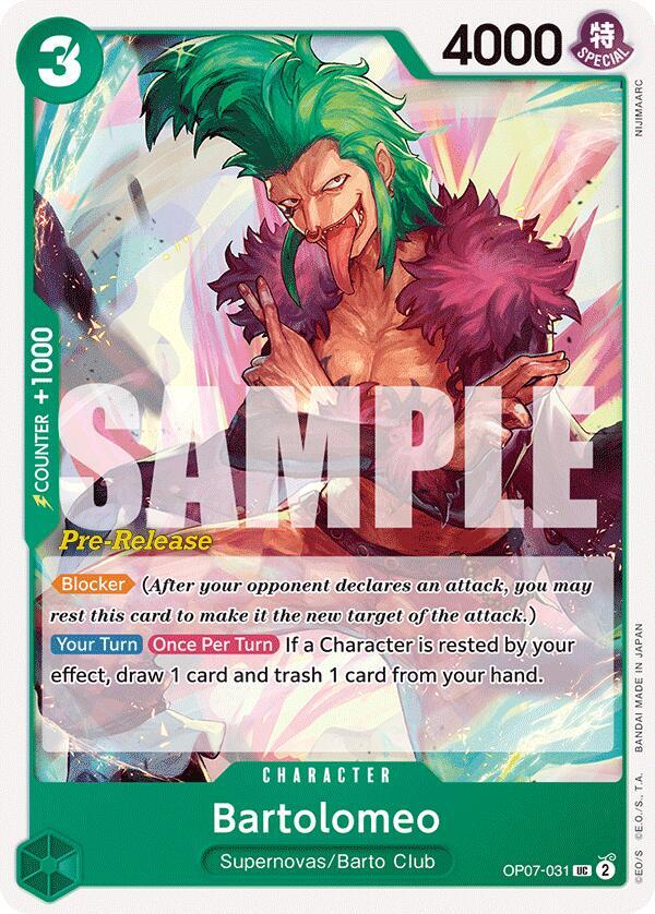 Bartolomeo OP07-031 card from 500 Years in the Future Pre-Release Cards