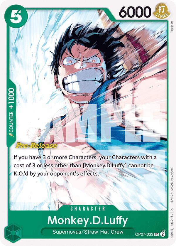Monkey.D.Luffy OP07-033 card from 500 Years in the Future Pre-Release Cards