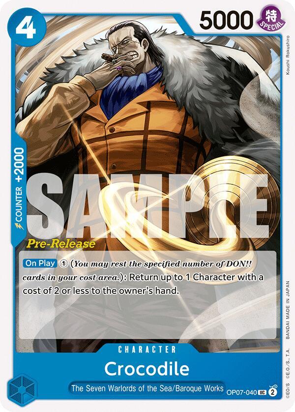 Crocodile OP07-040 card from 500 Years in the Future Pre-Release Cards