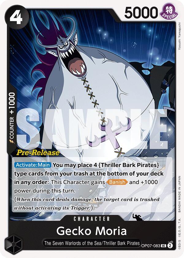 Gecko Moria OP07-083 card from 500 Years in the Future Pre-Release Cards