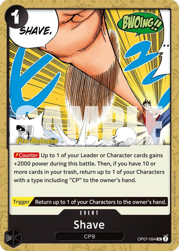 Shave OP07-094 card from 500 Years in the Future Pre-Release Cards