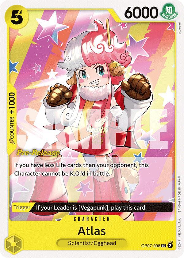 Atlas OP07-098 card from 500 Years in the Future Pre-Release Cards