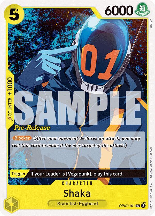 Shaka OP07-101 card from 500 Years in the Future Pre-Release Cards