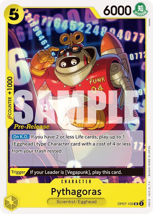 Pythagoras OP07-105 card from 500 Years in the Future Pre-Release Cards