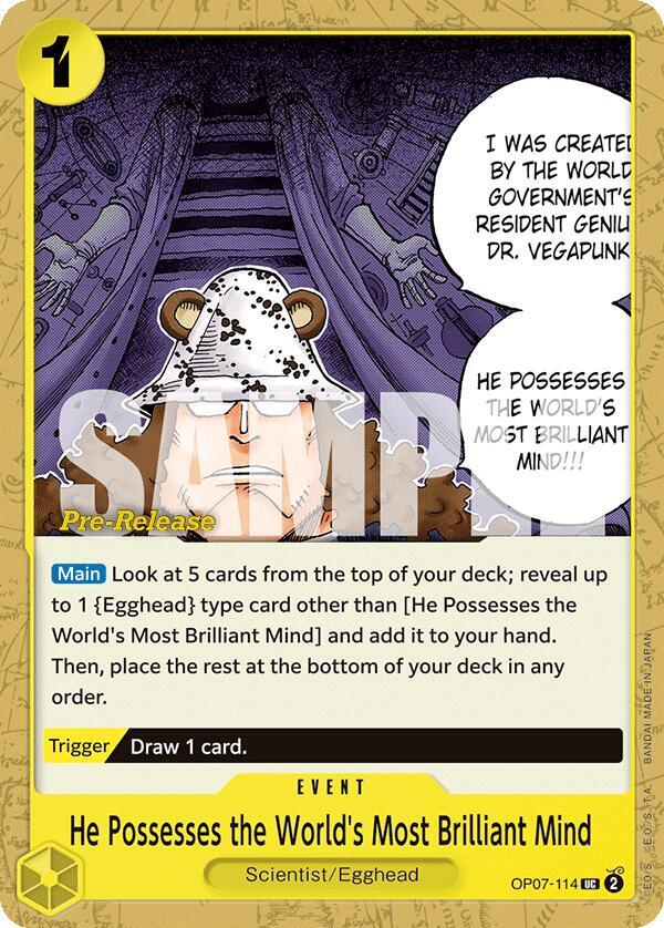He Possesses the World's Most Brilliant Mind OP07-114 card from 500 Years in the Future Pre-Release Cards