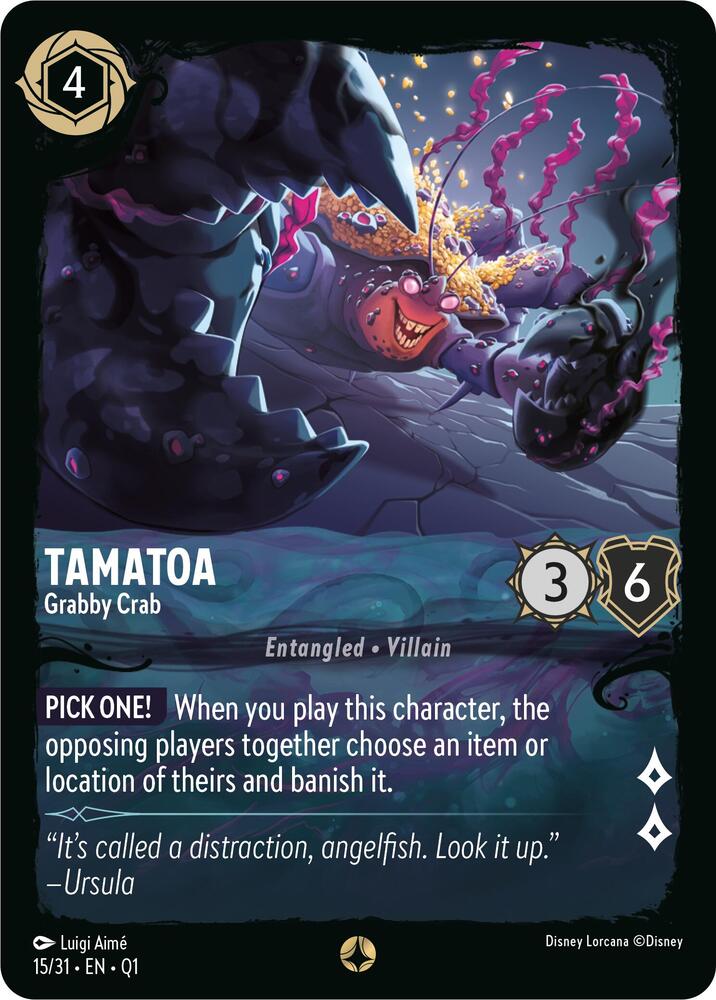 Tamatoa - Grabby Crab 15/31 card from Illumineer's Quest: Deep Trouble