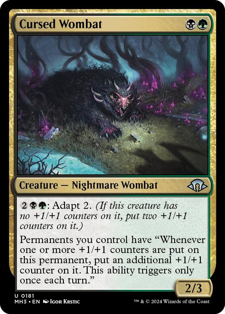 Cursed Wombat 181 card from Modern Horizons 3