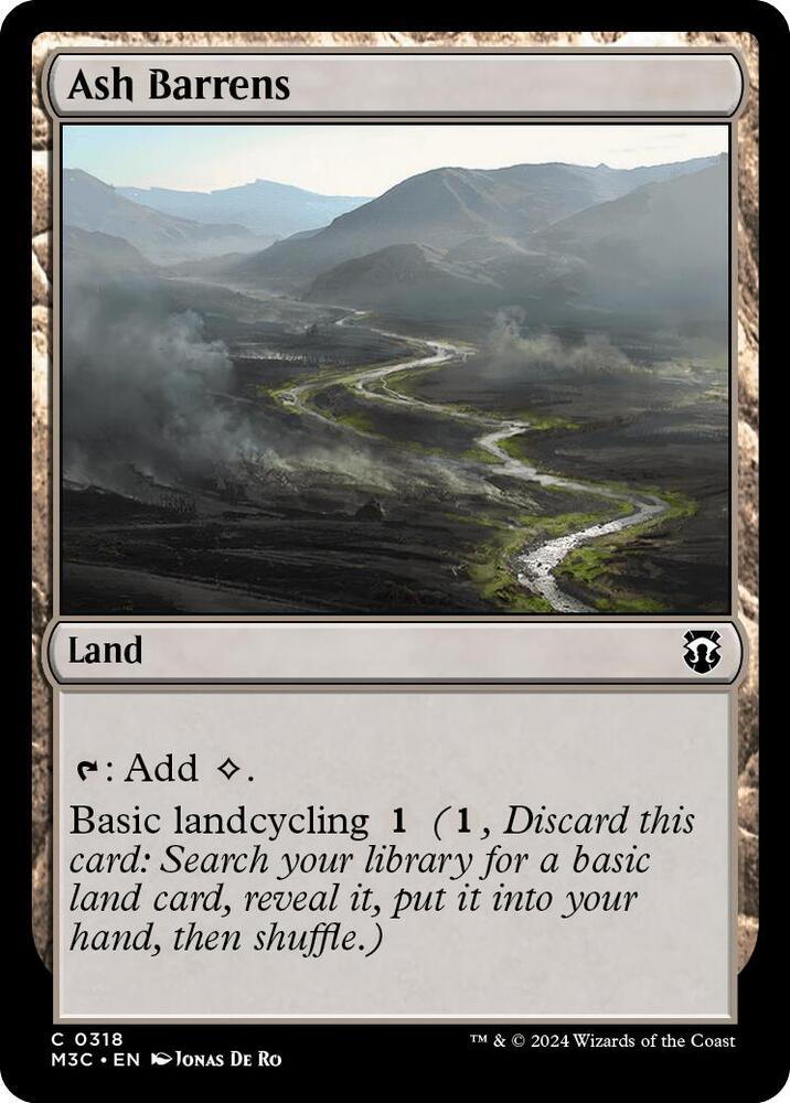 Ash Barrens (Ripple Foil) 318 card from Commander: Modern Horizons 3