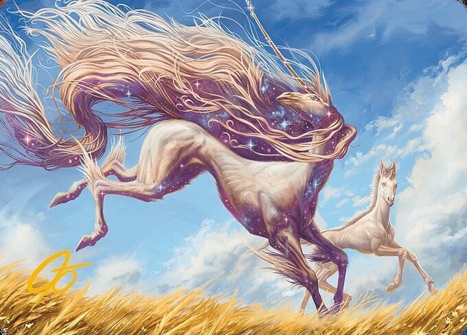 Nyxborn Unicorn Art Card (Gold-Stamped Signature) 1 card from Art Series: Modern Horizons 3