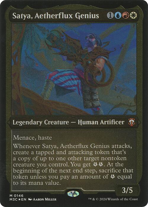 Satya, Aetherflux Genius (Display Commander) - Thick Stock 146 card from Commander: Modern Horizons 3