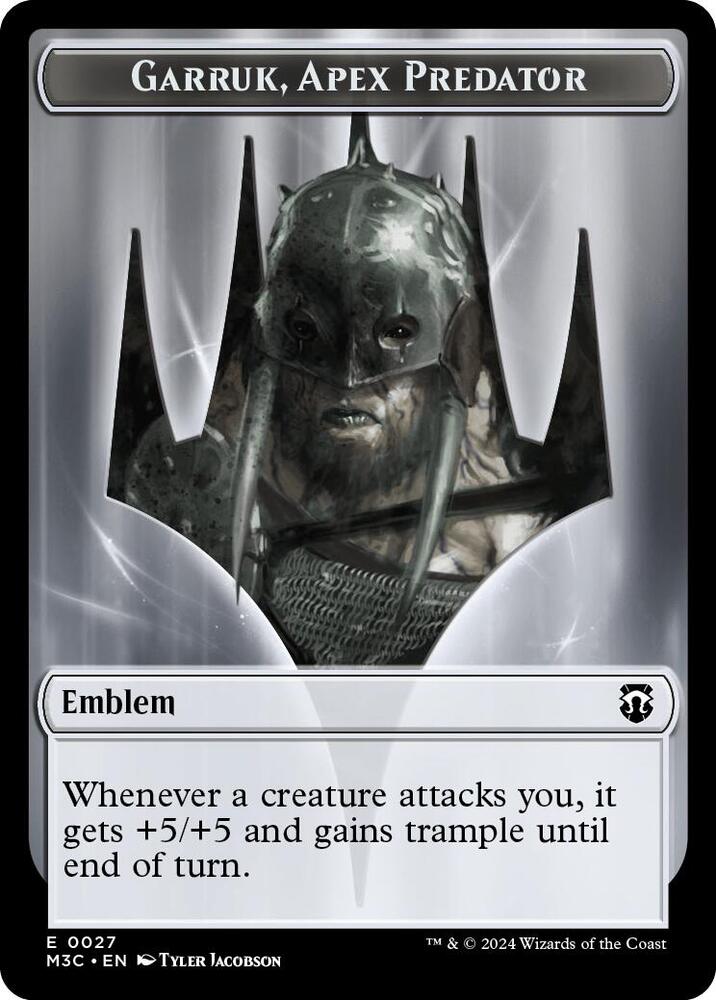 Emblem - Garruk, Apex Predator // Saproling Double-Sided Token 27 // 21 card from Commander: Modern Horizons 3