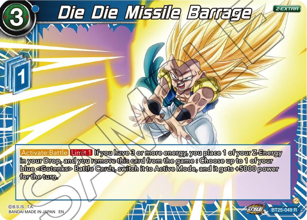 Die Die Missile Barrage BT25-049 card from Legend of the Dragon Balls