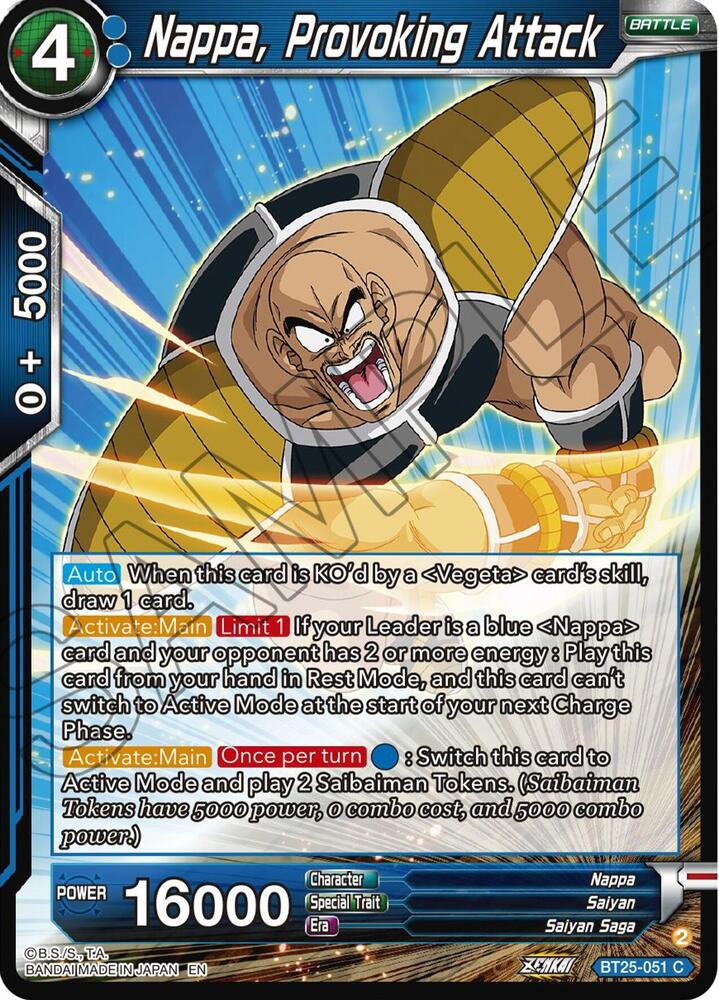 Nappa, Provoking Attack BT25-051 card from Legend of the Dragon Balls