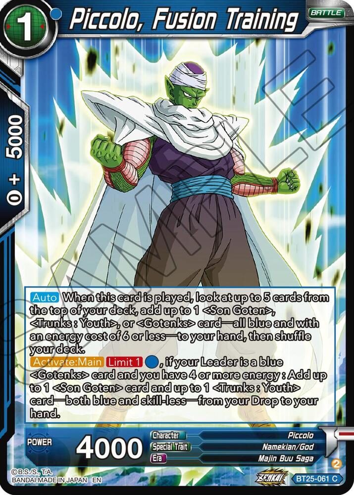 Piccolo, Fusion Training BT25-061 card from Legend of the Dragon Balls