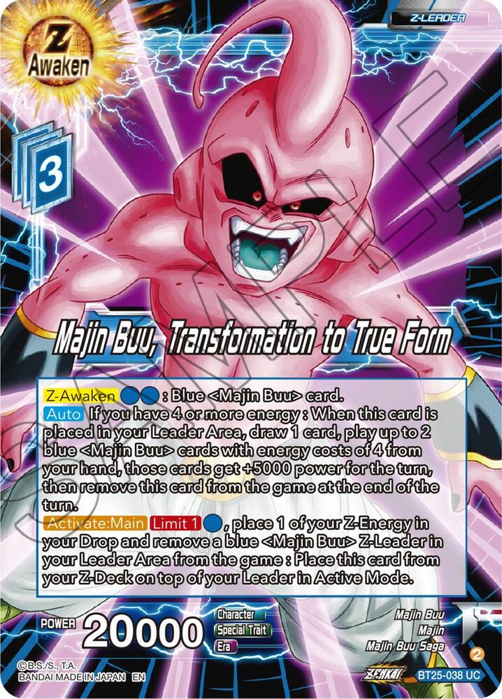 Majin Buu, Transformation to True Form BT25-038 card from Legend of the Dragon Balls
