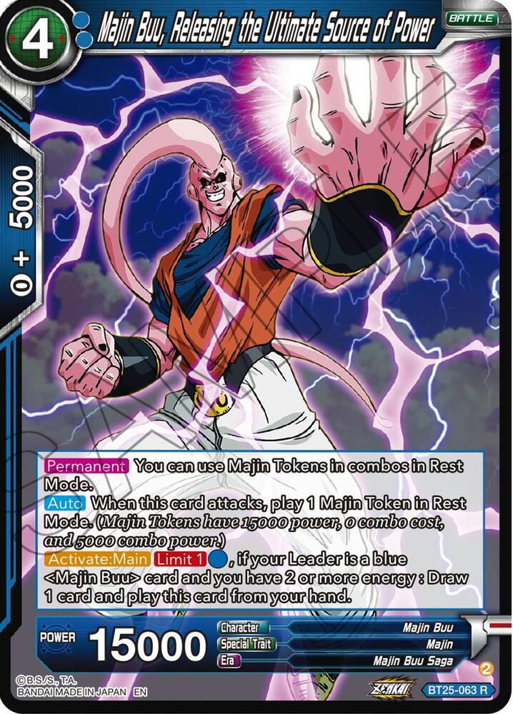 Majin Buu, Releasing the Ultimate Source of Power BT25-063 card from Legend of the Dragon Balls