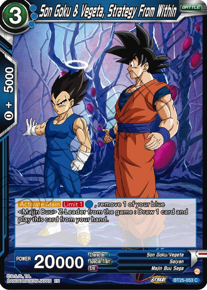 Son Goku & Vegeta, Strategy From Within BT25-053 card from Legend of the Dragon Balls