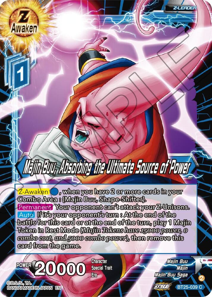 Majin Buu, Absorbing the Ultimate Source of Power BT25-039 card from Legend of the Dragon Balls