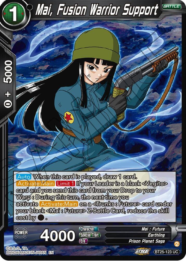 Mai, Fusion Warrior Support BT25-123 card from Legend of the Dragon Balls