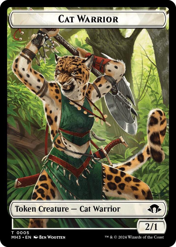 Cat Warrior // Energy Reserve Double-Sided Token 5 // 36 card from Modern Horizons 3