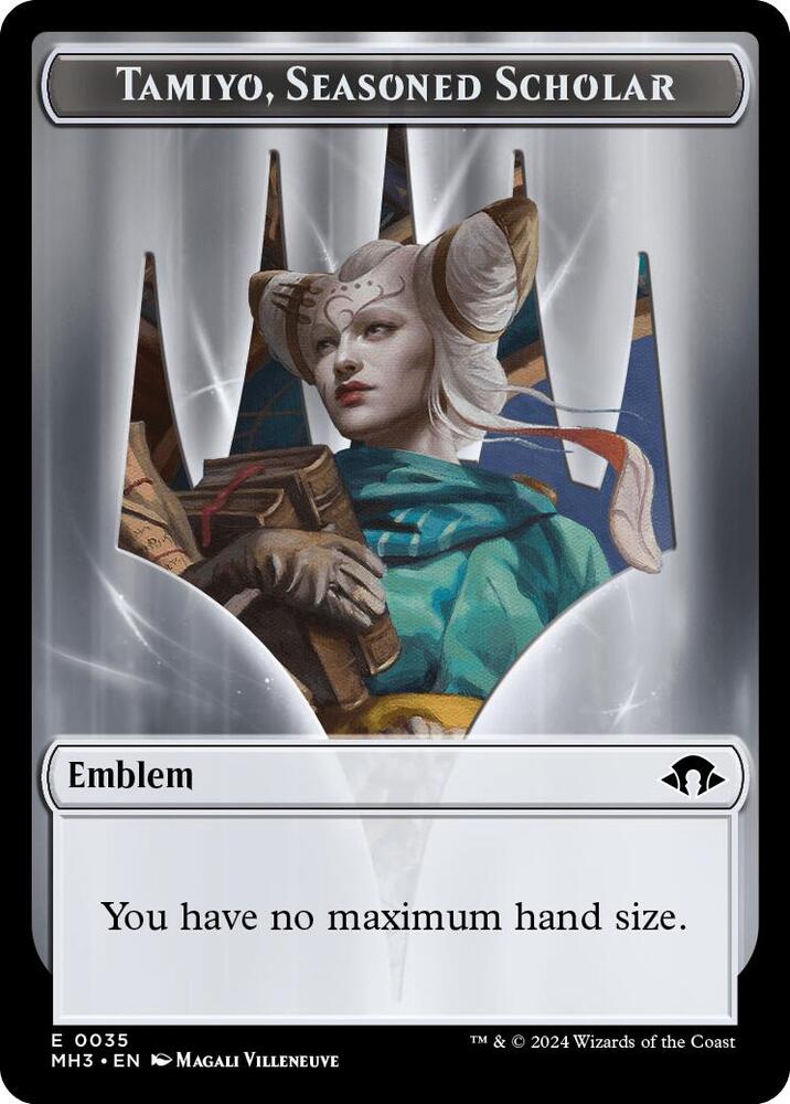 Emblem - Tamiyo, Seasoned Scholar // Energy Reserve Double-Sided Token 35 // 36 card from Modern Horizons 3