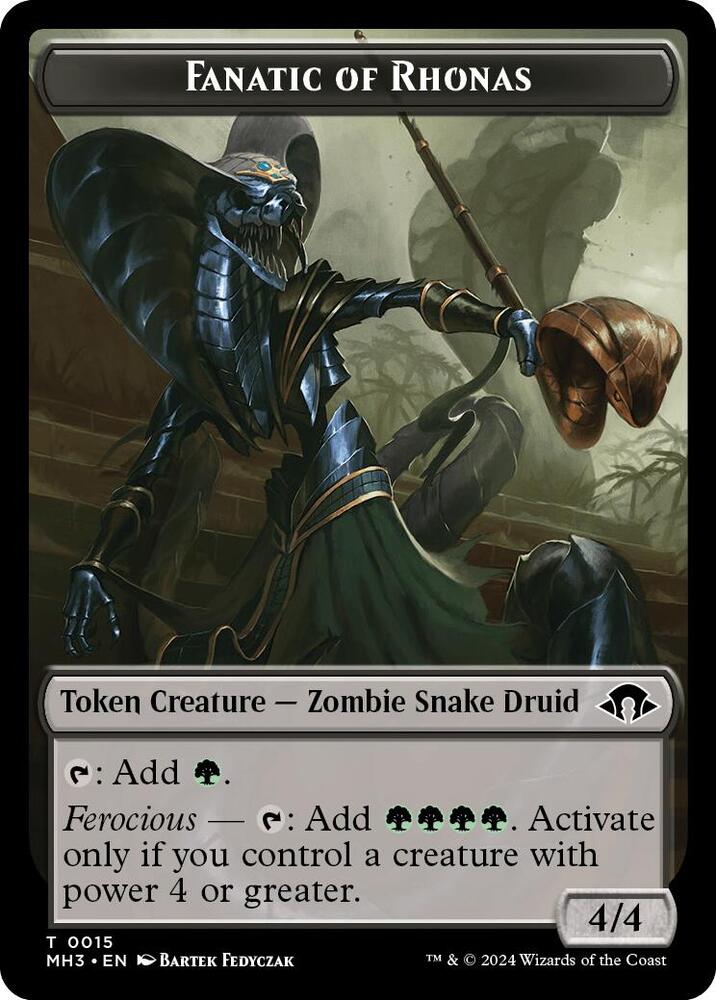 Fanatic of Rhonas // Energy Reserve Double-Sided Token 15 // 36 card from Modern Horizons 3