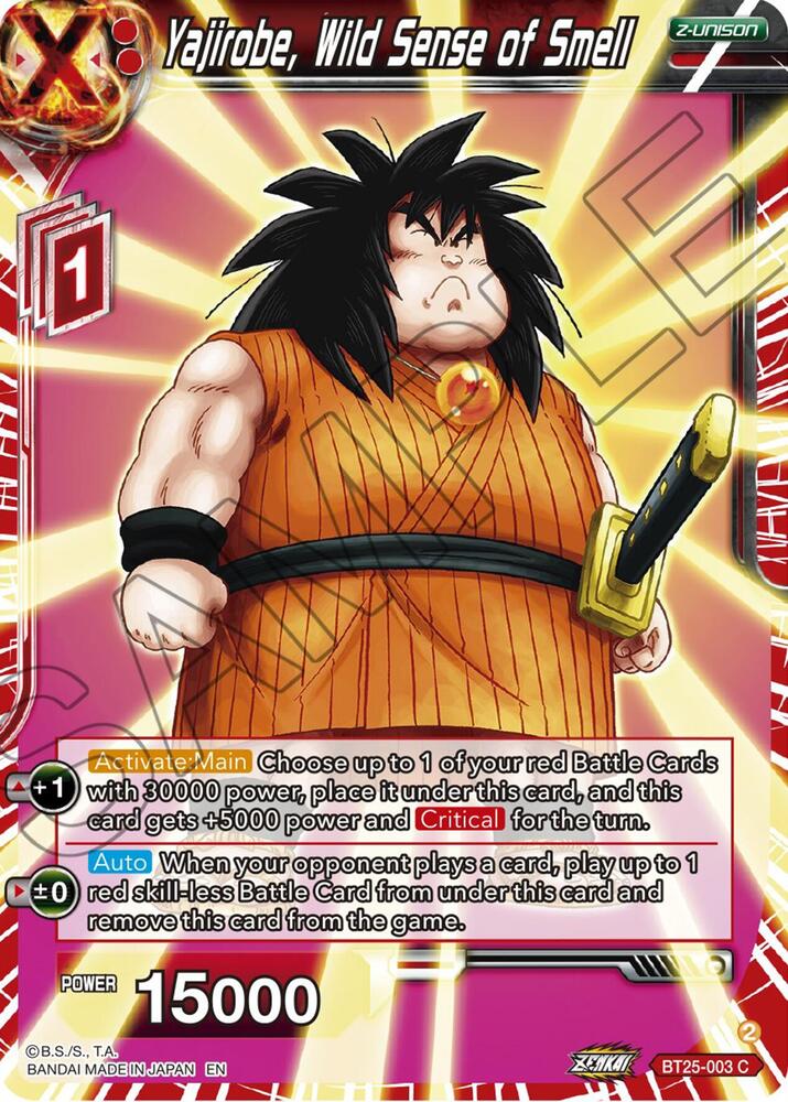 Yajirobe, Wild Sense of Smell BT25-003 card from Legend of the Dragon Balls