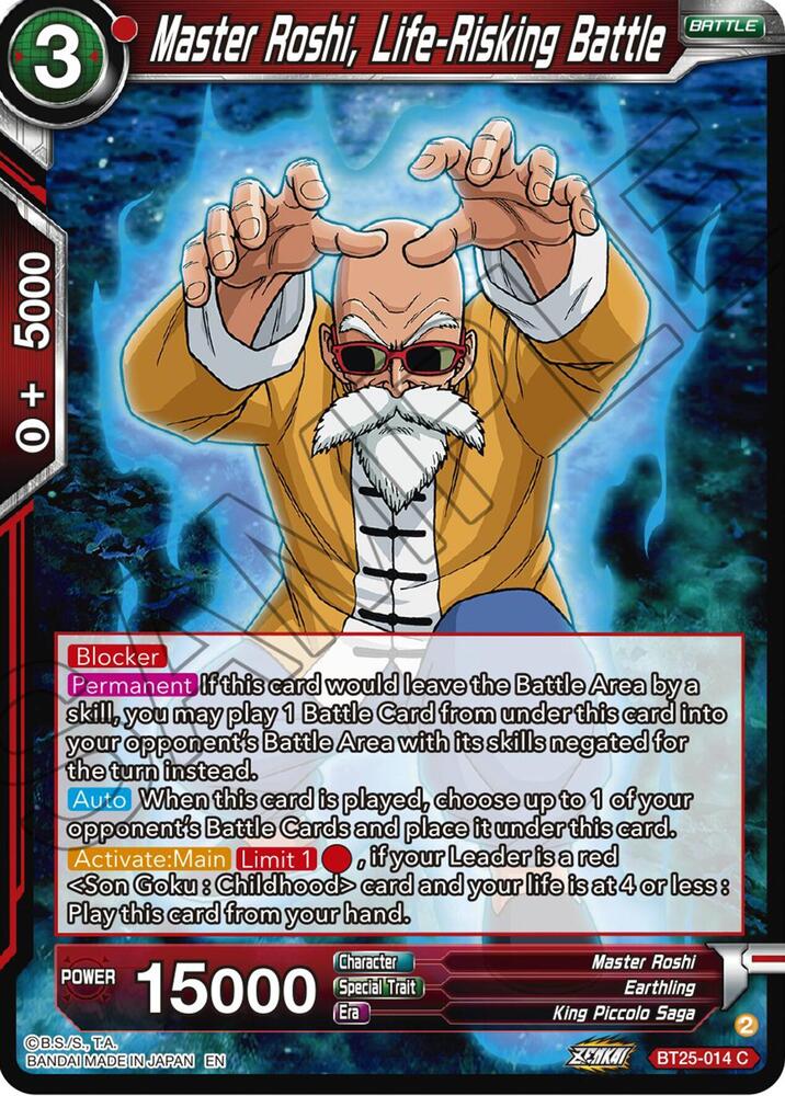 Master Roshi, Life-Risking Battle BT25-014 card from Legend of the Dragon Balls