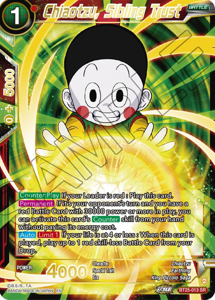 Chiaotzu, Sibling Trust BT25-013 card from Legend of the Dragon Balls