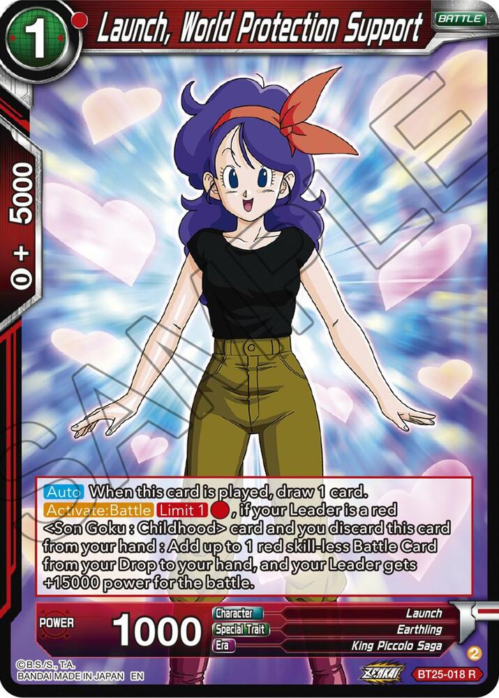 Launch, World Protection Support BT25-018 card from Legend of the Dragon Balls