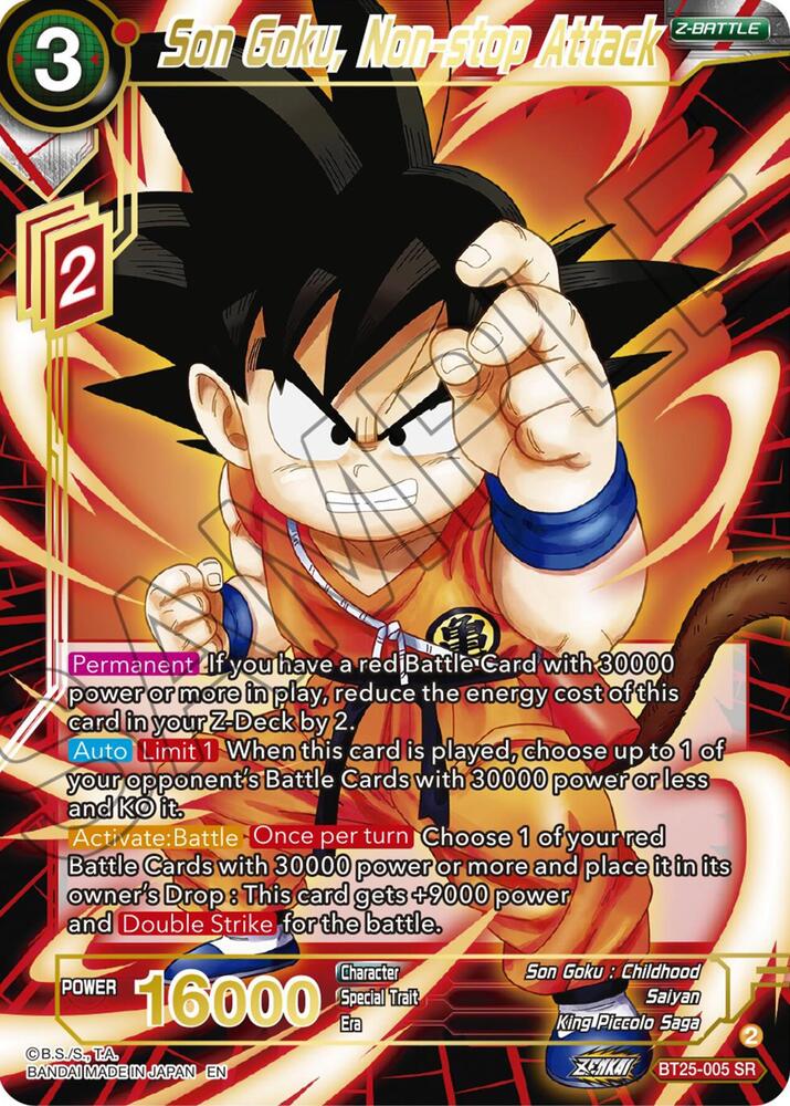 Son Goku, Non-stop Attack BT25-005 card from Legend of the Dragon Balls