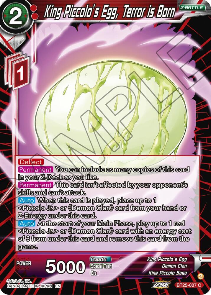 King Piccolo's Egg, Terror is Born BT25-007 card from Legend of the Dragon Balls