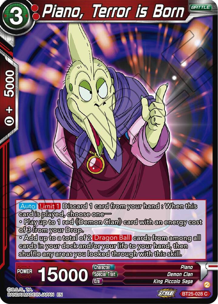 Piano, Terror is Born BT25-028 card from Legend of the Dragon Balls