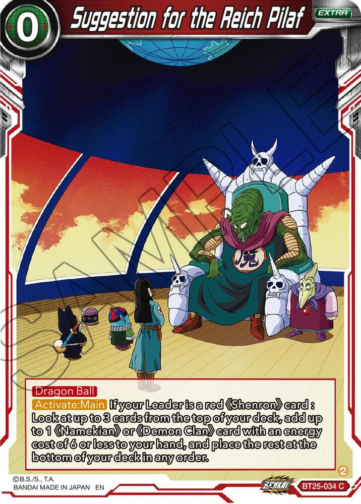 Suggestion for the Reich Pilaf BT25-034 card from Legend of the Dragon Balls